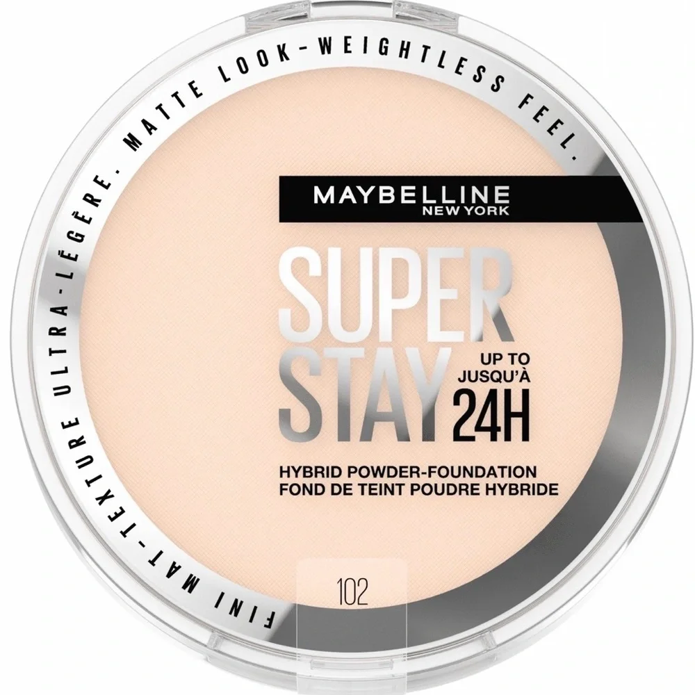 NEW Maybelline Super Stay 24H Hybrid Powder Foundation - 102 Light Warm Peach